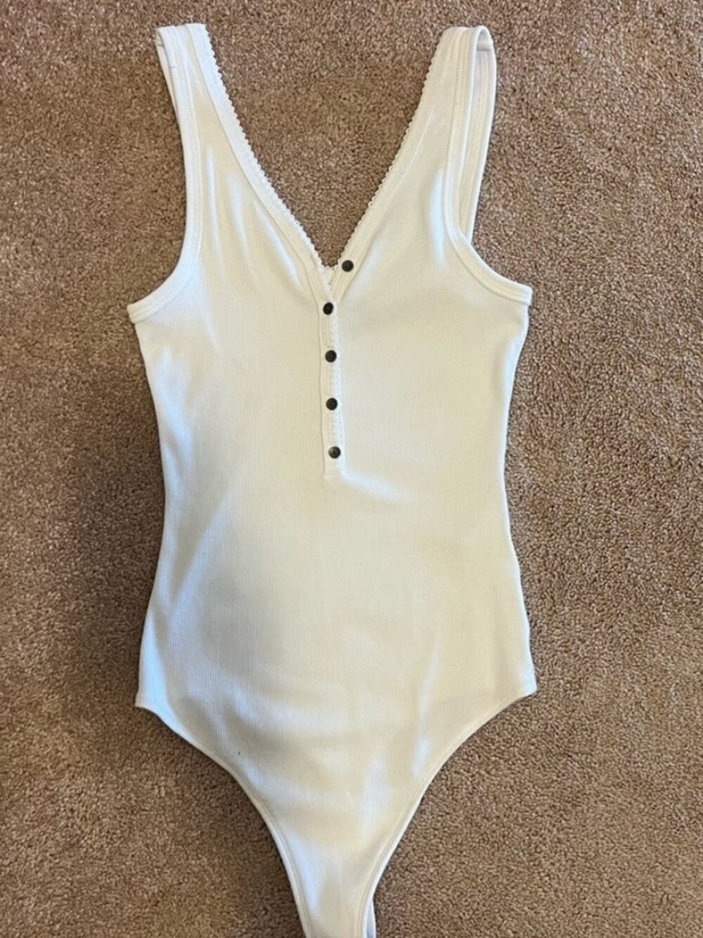 White Bodysuit with Button Detail